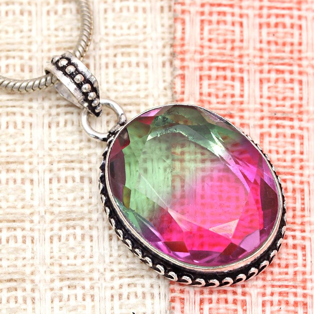 Tourmaline Set Gemstone Gift Wedding Party Bi-Color Pendant,Earring,Ring