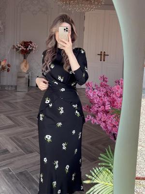 2024 Summer Women's Floral Print Loose Fit Crew Neck Skirt Set