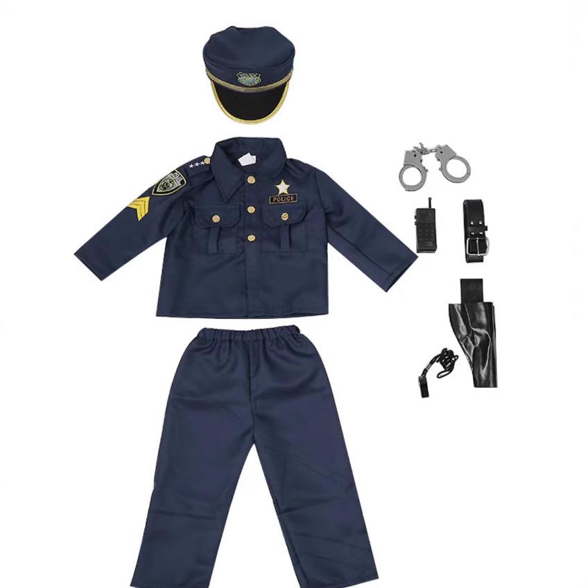 ChildrenS Police Play Clothes HotSelling Police Cosplay Clothes Belt Holster WalkieTalkie Police Full Suit