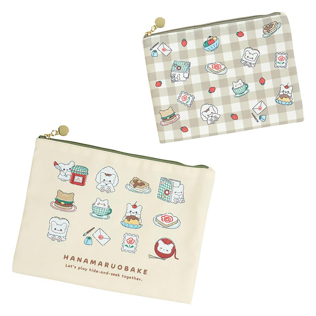 Sanrio Flat Pouch Set Hanamaru Ghost Polyester Cotton Steel 931021 (Always Together!)