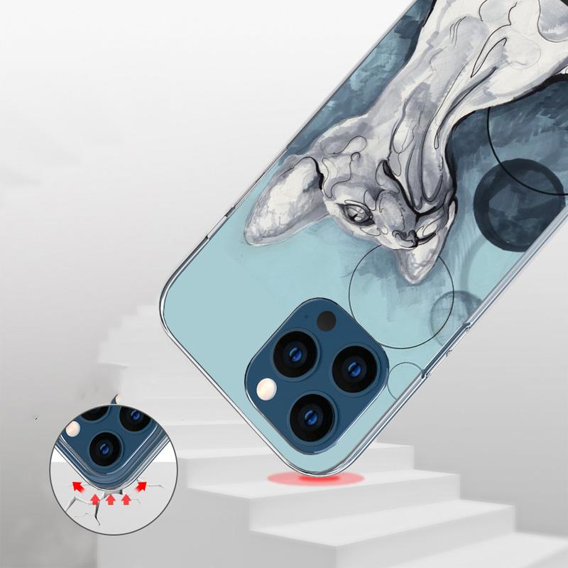 Lavaza Sphynx Sphinx Cat Cover Phone Case For iPhone 16 17 Air 15 14 Pro Max 16E Phone Case 13 Mini 12 11 7 SE 8 Print Pattern F