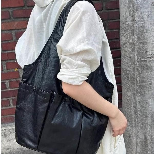 Niche Shoulder Bag Wrinkled Double Pocket Design Casual Summer New