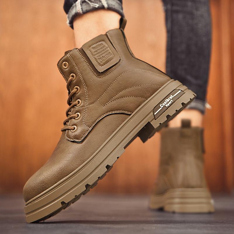 Ny mote Høst Og Vinter Høytopp for menn Martin Boots Studenter Mann Gutter Trending Soft Sole Arbeidssko Arbeidsbeskyttelse Martin Sneakers