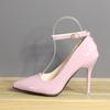 Aphixta 7cm 10cm 12cm Heels Buckle Women Pointed Toe Pumps Patent Leather Shoes Stiletto Heels Office Pump Super Big Size 33-50