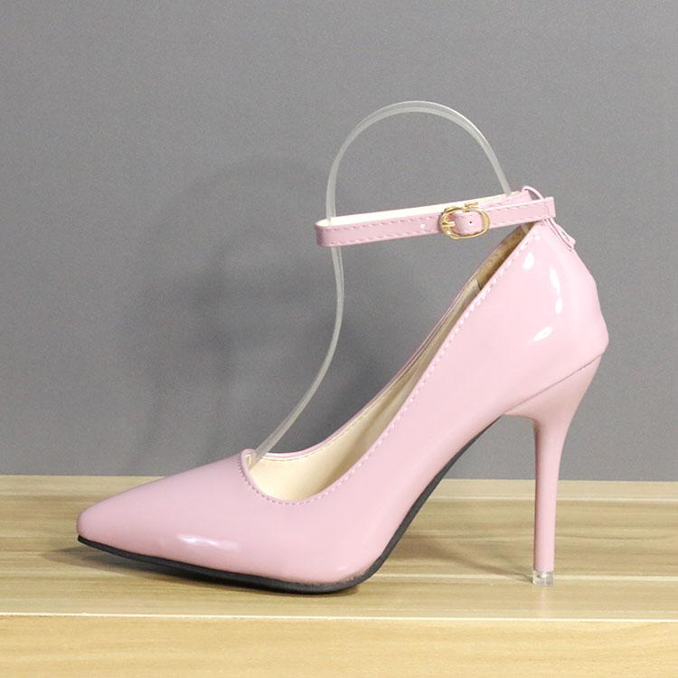 Aphixta 7cm 10cm 12cm Heels Buckle Women Pointed Toe Pumps Patent Leather Shoes Stiletto Heels Office Pump Super Big Size 33-50