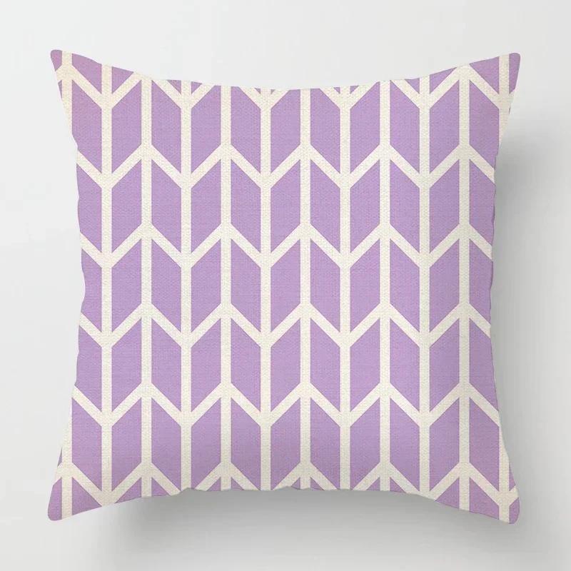 Geometric Light Purple Pillow Cover 50*50 Living Room Sofa Cushion Cover 40*40 Solid Color Decorative Cushion Cover Home Decor