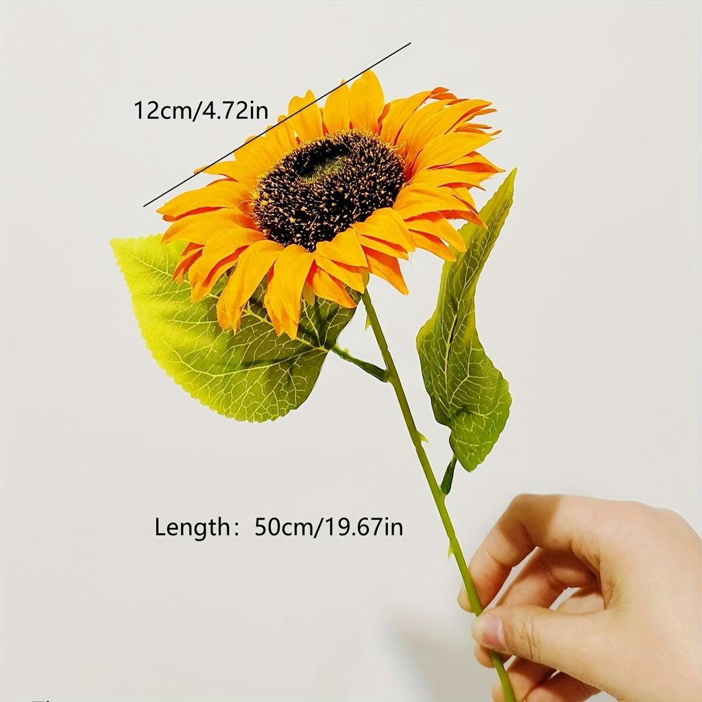 9 יחידות חמניות מלאכותיות בסגנון וינטג' - פרחים מלאכותיים ריאליסטיים עם גבעולים ארוכים לקישוט הבית, החתונה, הגינה, מסיבת חוץ - פרחי משי בכמות גדולה