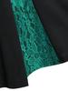 Womne Plus Size Long Sleeve Lace Panel A Line Sweetheart Neck Vintage Dress