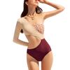 Women One Piece Sexy Backless Hollow Out Patchwork Bikini Sets Swimsuits