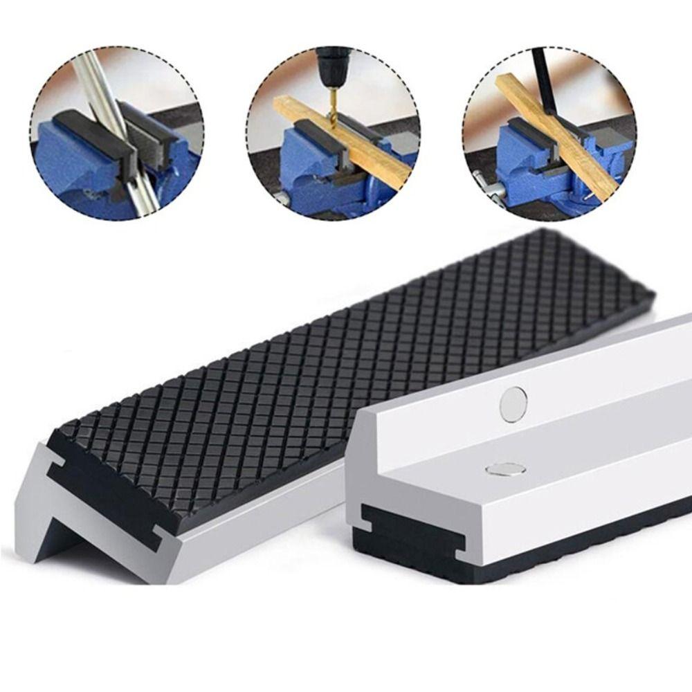 Universal Fit Silver Vise Jaws Strong Magnetic Protector Cover Vice Jaw Covers Multi-Purpose Bench Vise Jaw Workshop Use