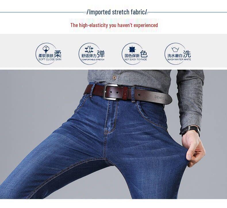 Pánské strečové džíny plus size - Rovná nohavice, volný střih, ležérní business nošení, podzim/zima