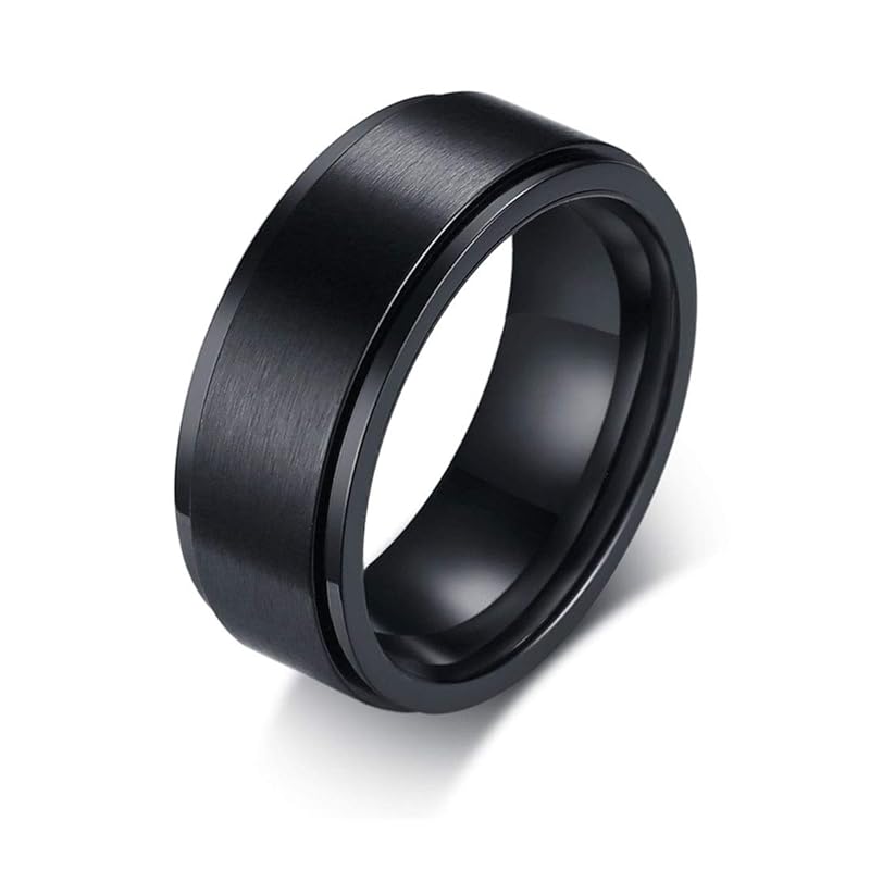 

Rockyu brand fashion accessories ring men s black rotate rotate titanium ring No. 24