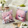 Yae Miko Cute Genshin Impact Cushion Cover Natural Linen Organic Fabric DoubleSided Printing Sofa Home Decor Gift Pillow Case