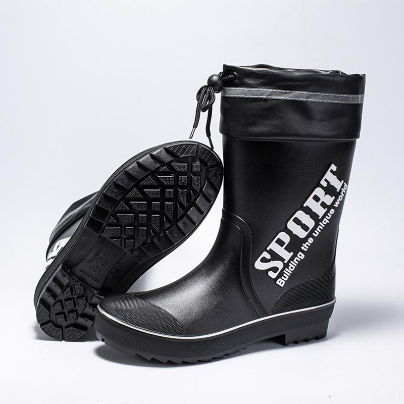 Fashion Man Platform Rain Boots Fashion Mid-Calf Non-Slip Waterproof PVC Shoes Car Wash Outdoor New Work Protection Water Fishing Shoes