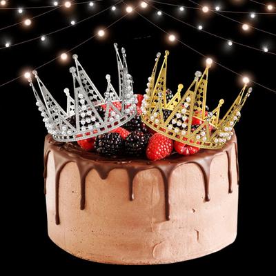 Children's Birthday Cake Decoration Crown Princess Crown Full Diamond Round Pearl Crown Baking