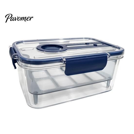 Drainable Produce Keeper Crisper Box, with Mesh Drain Strainer, Tofu Whey Vegetable for Fridge Separation Food Container, Fresh Fruit Storage