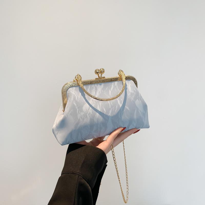 Solid Color Simple and Gentle Lock Handbag Spring New Versatile Ins One-shoulder Crossbody Bag Small Square Bag for Women