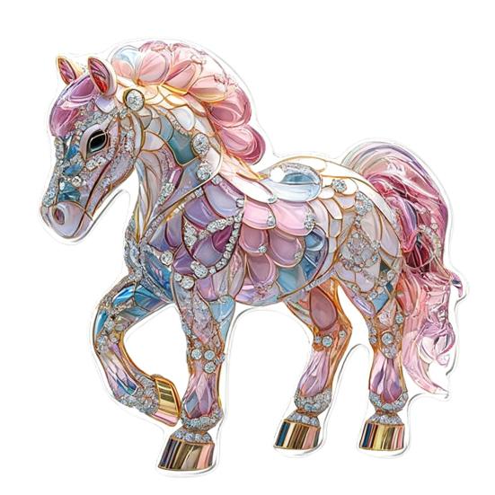 2D Acrylic Horse Pendant Flat Cartoon Horse Pendant Keychain Charm Colorful Horse Ornament for Backpack Christmas Tree Decoration