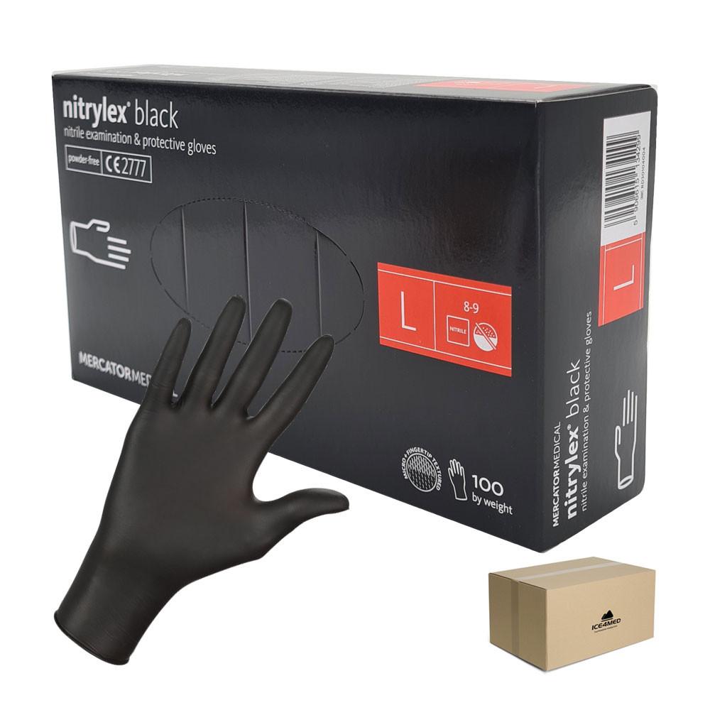 Nitrile Gloves Black Mercator Nitrylex Black 100 Pieces Carton 10 Pack