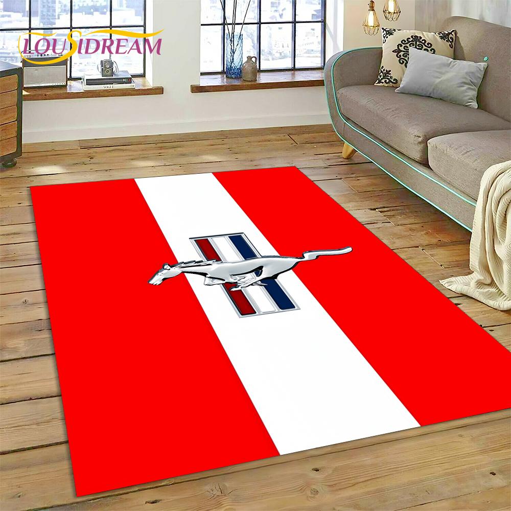 Classics 3D F-Ford GTR Mustang Car Rug Carpet for Living Room Bedroom Home Decor,Floor Mat Non-slip Decoration for Sofa Doormat