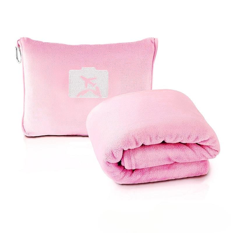 Soft Fleece Travel Blanket 2-in-1 Foldable Winter Nap Throw for Airplane Office 127x152cm розовый