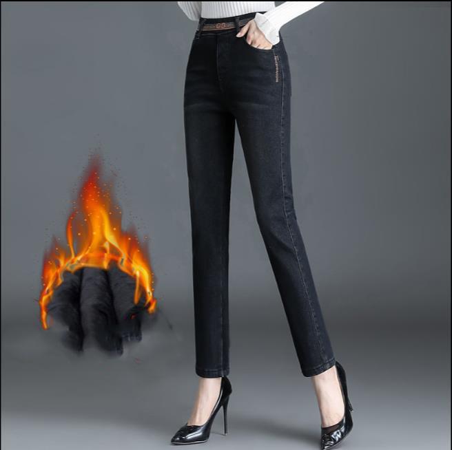 Winter Plus Velvet Stretch Jeans Women High Waist Skinny Vaqueros Thick Warm Denim Trousers Fashion Mom Pencil Pants