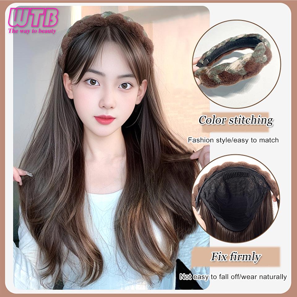 Koupím Syntetickou paruku Dámská Dlouhé vlasy Mírně natočené Vlasová čelenka Paruka Integrovaná Přirozená Realistická Dámská paruka