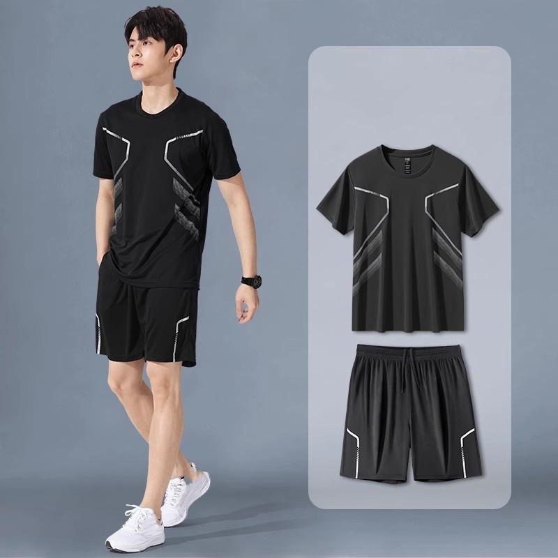 

Sportswear Suit Men s Running Short-sleeved Ice Silk Summer Quick-drying Clothes Basketball Clothes Feather Fitness Clothes Shorts M