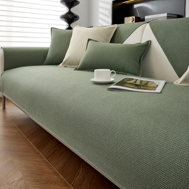 Cream Waffle Solid Sofa Cushion: Universal, Soft, Skin-Friendly, Waterproof & Non-Slip.