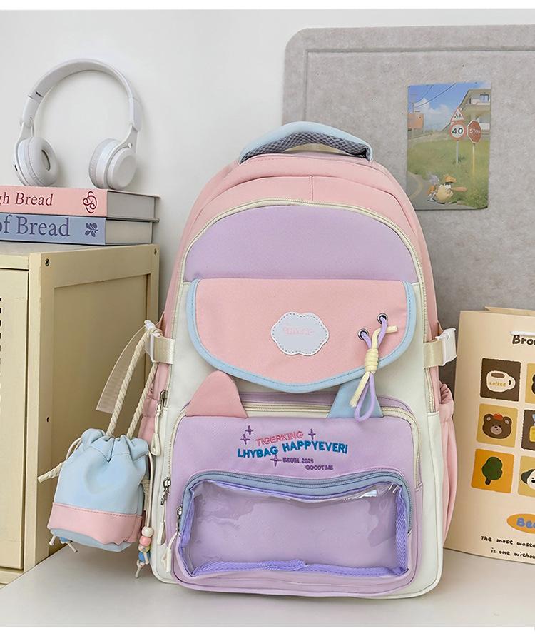 The Korean version of the schoolbag is fresh and painful, and the large-capacity female high school student campus has multiple compartments.