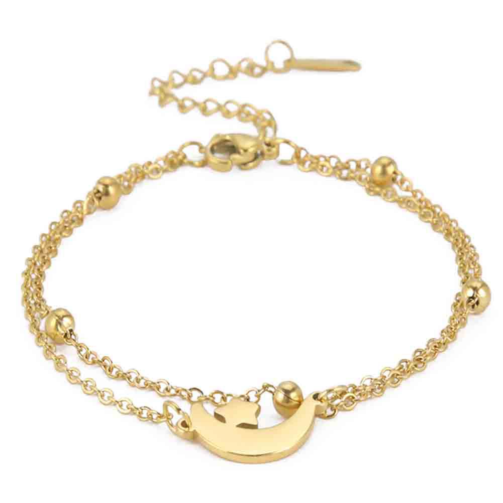 Bohemian Women's Anklet With Crescent Moon And Star Charm Beach Barefoot Jewelry