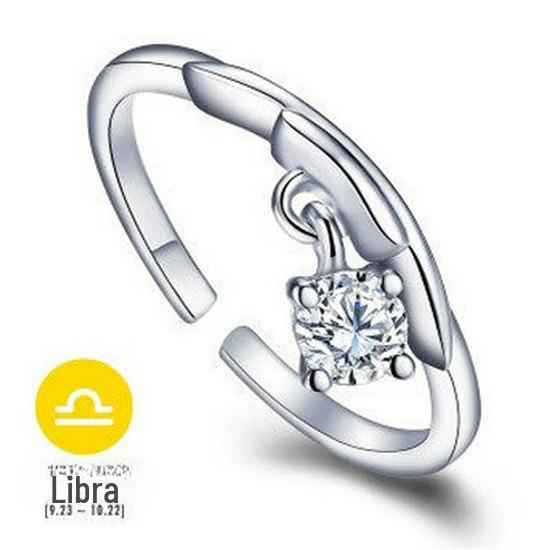 Weihua Koreanischer Sternzeichen-Zirkonring: Retro-Stil im europäischen und amerikanischen Stil, versilbert, verstellbar, für Frauen oder Paare.