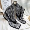 Korean Version of Light Luxury Fashion Versatile Printed Scarf 91cm Large Square Scarf Twill Silk Headscarf Temperament Versatile Warm Shawl