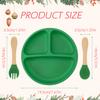 Color Kids 3PCS Children Feeding Tableware Set BPA Free Silicone Dishes Plate With Spoon Fork Training Baby Dinnerware Utensils