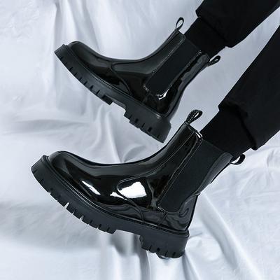 Chelsea Boots Autumn and Winter Smoke Tube Martin Boots Retro Casual British High-top Leather Shoes Medium-top Short Boots