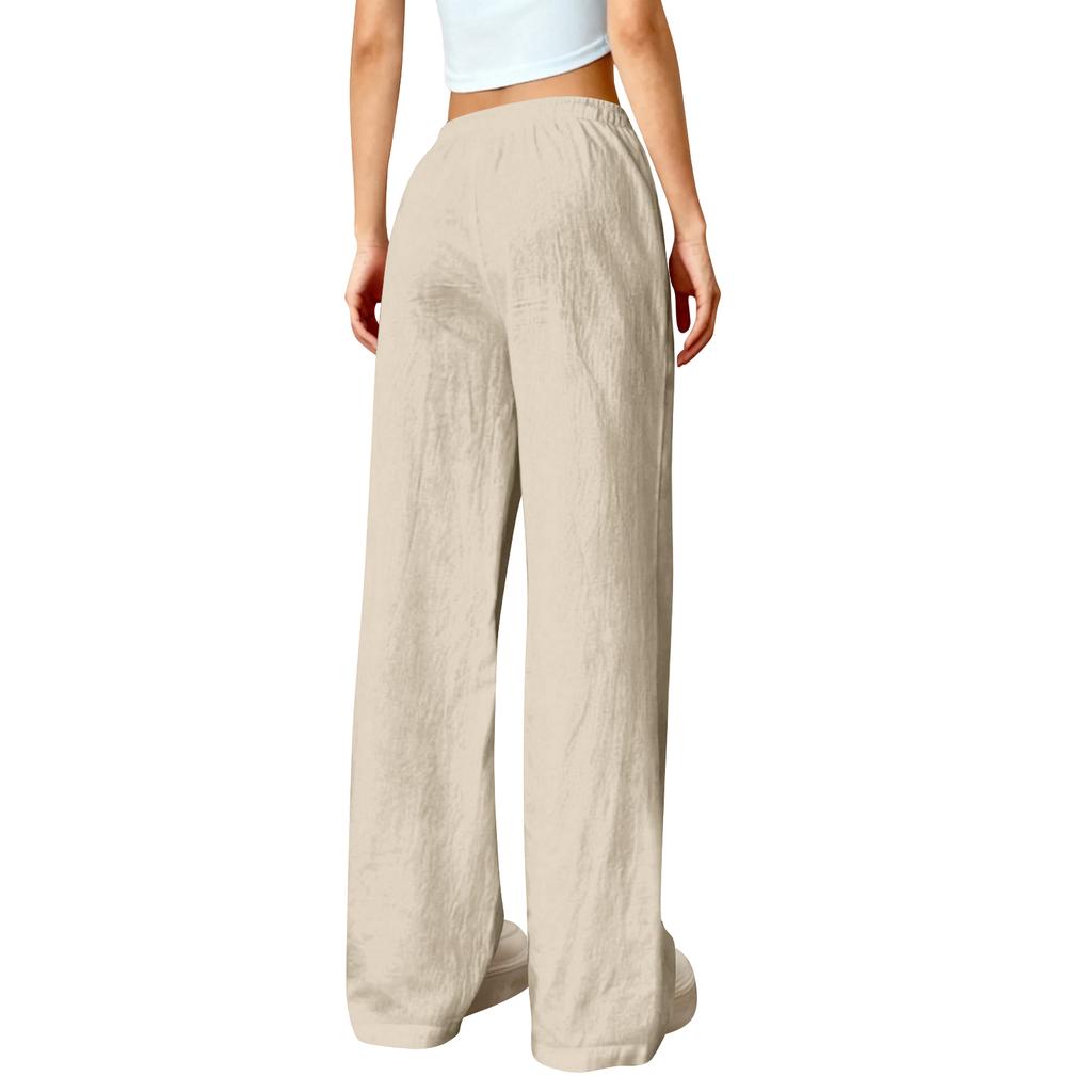 Pantaloni Larghi da Donna a Vestibilità Larga, Pantaloni Casual a Vestibilità Larga, Vita Alta Elastica, Pantaloni Lunghi con Tasche