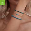 Blue Turquoise Bracelet Women'S, French Premium Sense Simple Diy Beaded Bracelet 925 Sterling Silver