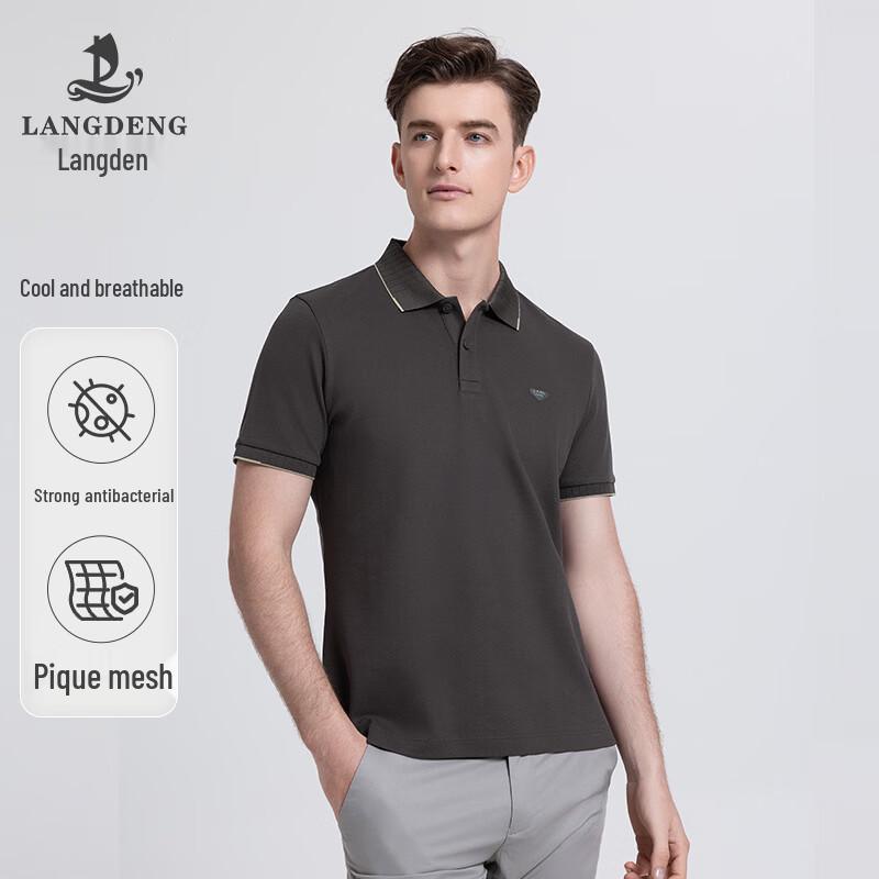 Langdeng Men s Short Sleeve Business Casual Polo Shirt L