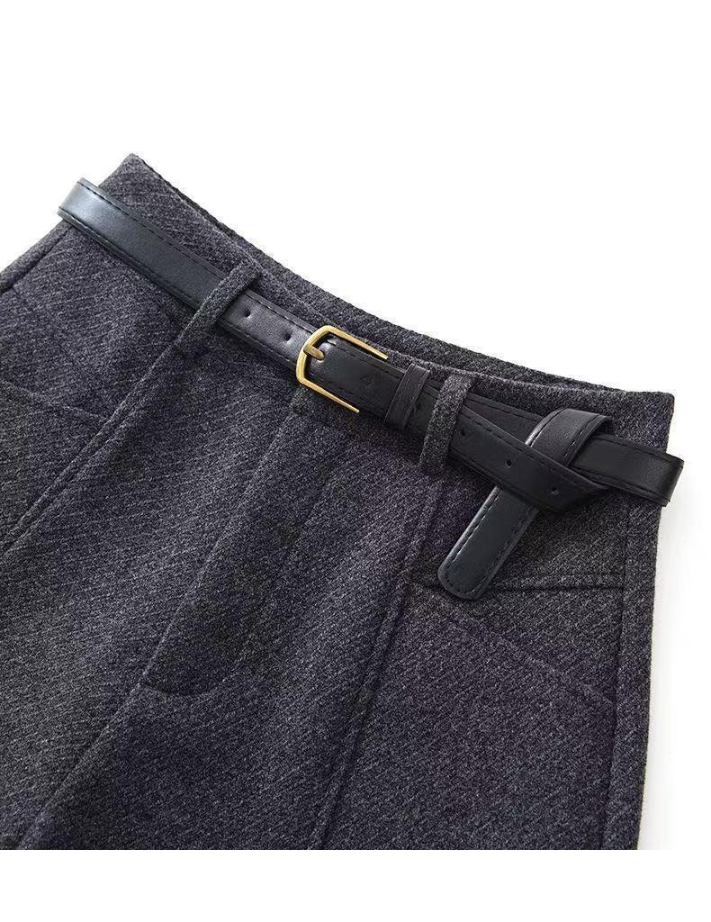 2025 Women's High-Waisted Three-Quarter Bootcut Shorts, Slimming, Versatile, Dark Gray/Black, Loose Fit