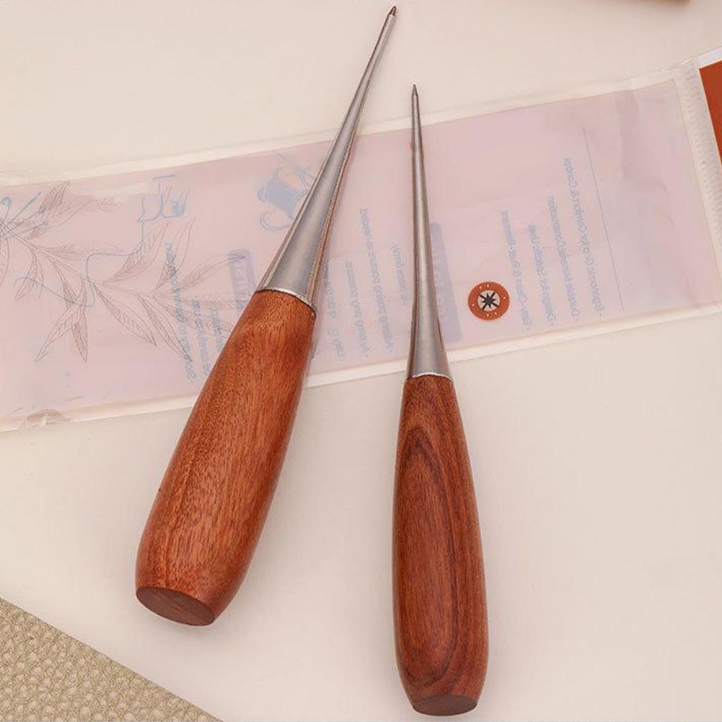 Awl Tool Sewing Drillable Awl With Wood Handle Leather Hole Punch For Upholstery Shoe Boot Belt Bag Purse Jeans Fabric Canvas