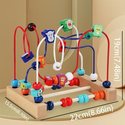 Colorful Animals Wooden Toys Math Puzzle Counting Learning Early Education Toys Shapes Circle Wooden Beads Educational Toys