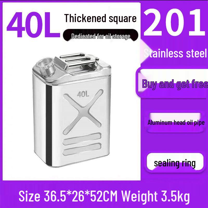 Thickened Portable Fuel Tank: 304 Stainless Steel Gasoline/Diesel Can - 30L, 20L, 10L Capacity