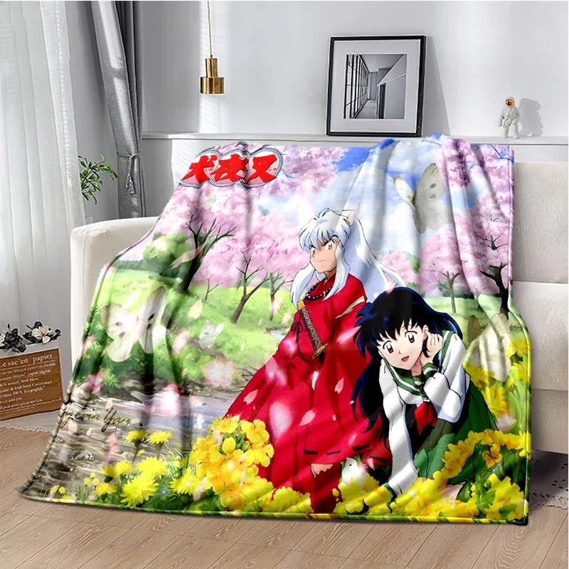 Cartoon Anime Inuyasha Throws Blanket for Sofa Bedding Couch Hiking Picnic Super Soft Cute kawaii Flannel Blanket birthday gift