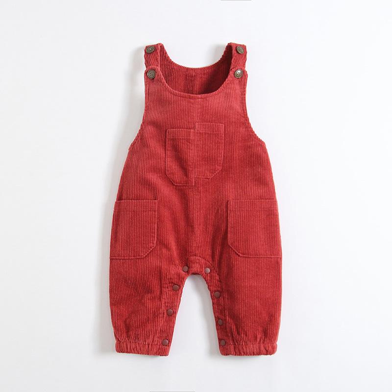 Baby-Latzhose aus Cord-Samt im koreanischen Stil - Winterkollektion 2025 für 0-3 Jahre, mit verdeckten Druckknöpfen