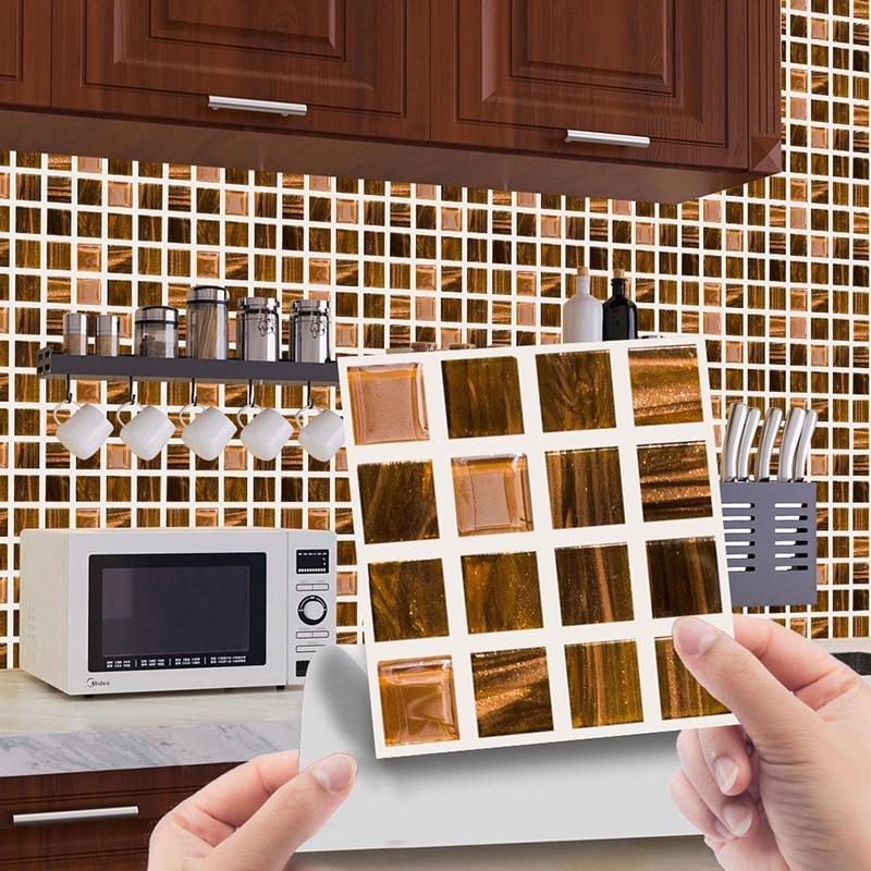 10 pezzi Adesivi per piastrelle in gel per cucina e bagno Adesivi per mosaico autoadesivi Carta da parati in mattoni di vetro creativi