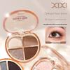 Makeup Xixi Heart Story Four-Color Eyeshadow Palette: Pearlescent Glitter, Bright Crystal Highlights, Earth Tones.