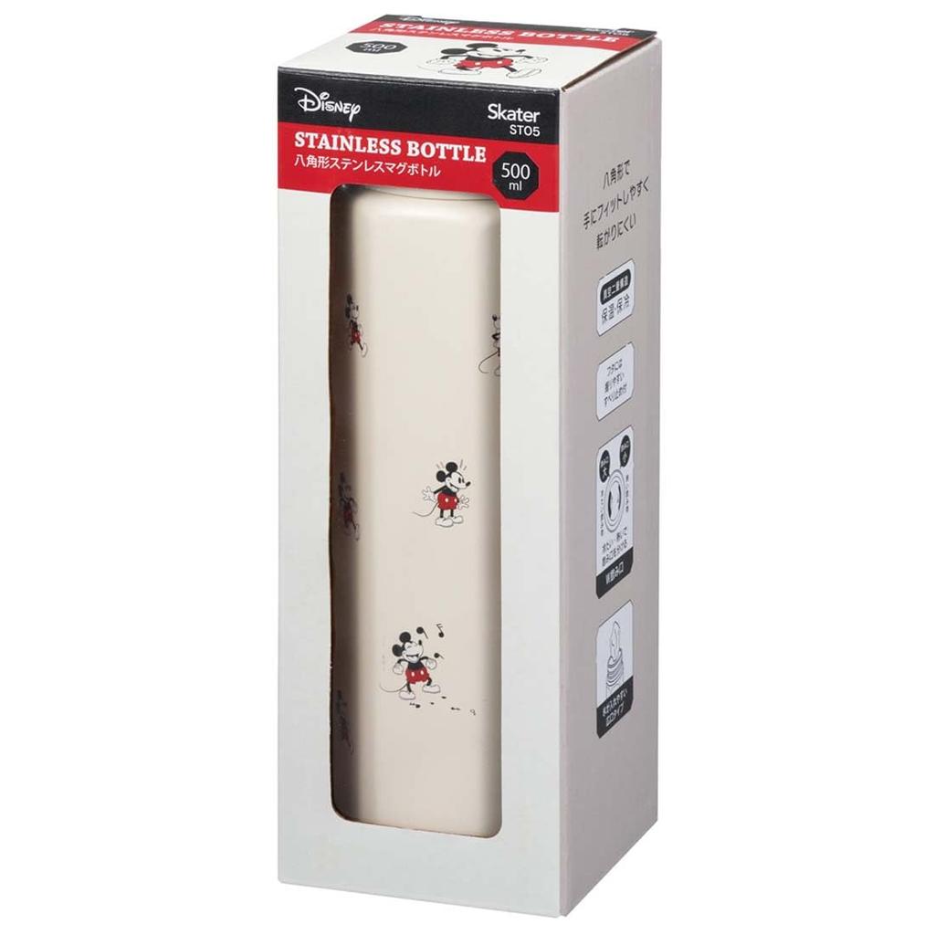 Skater Stainless Steel Mug Bottle 500ml Easy to Hold Octagonal Insulated Water Bottle Disney Mickey Mouse STO5-A