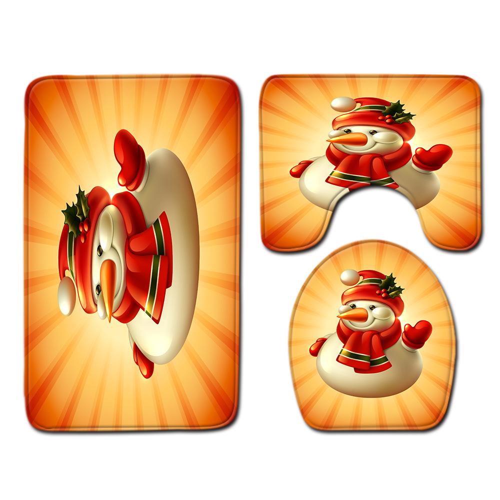 Christmas Bathroom Floor Mat Toilet Three-Piece Set