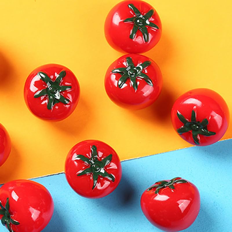 STOBAZA Mini Artificial Tomato Replica, Fake Vegetable, Miniature Tomato Figurine, Resin Miniature Fruit Model, Tabletop Decoration, Food Sample