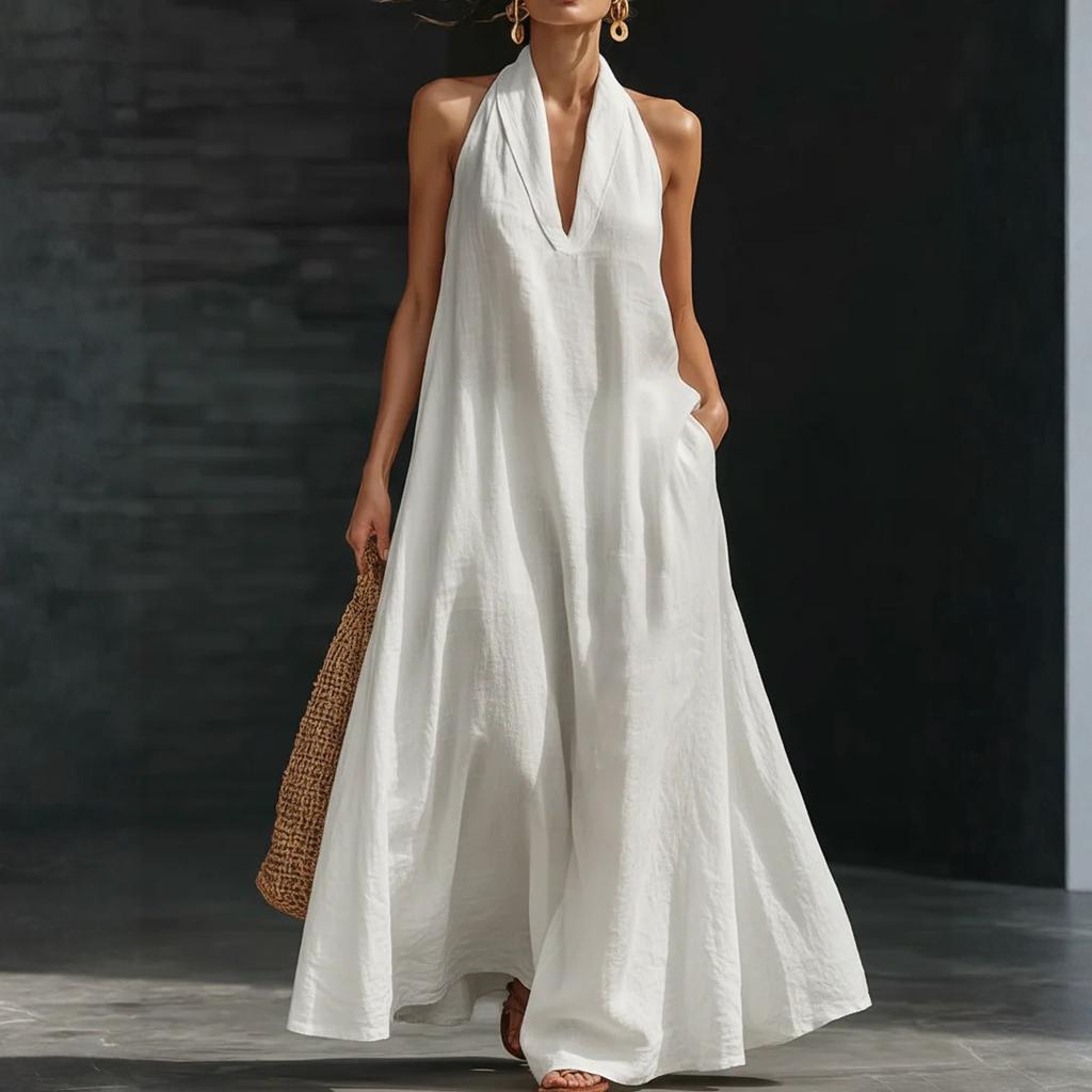 Women's Dress Casual Flowy Dresses V-neck Vocation Boho Beach Sundress